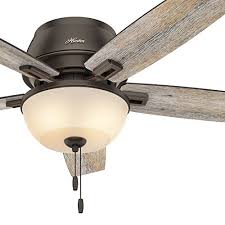 From the lowest price flush mount fans to the highest quality contemporary and elegant styles, we have the ceiling fan you want at a price you can afford. Hunter Fan 52 Inch Low Profile Ceiling Fan In Onyx Bengal With Led Bowl Light Kit And 5 Barnwood Fan Blades Renewed Farmhouse Goals