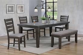 Large round farmhouse dining table: New Modern Rustic Farmhouse 64 82 Extendable Dining Table Leaf Chairs Bench Ebay