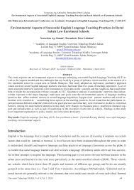 Sertai untuk berhubung pejabat mara negeri sabah. Pdf Environmental Aspects Of Successful English Language Teaching Practices In Rural Sabah Low Enrolment Schools