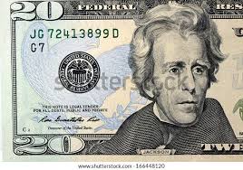 Fragment Twenty Dollar Bill President Jackson Stock Photo 166448120