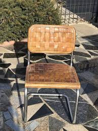 Vintage Chromcraft Chairs Woven Brown Leather Chrome Mid Century Modern Mid Century Modern Chair Walnut Dining Chair Mid Century Modern