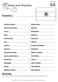 Indian States And Their Capitals English Worksheets For Kids Mocomi In 2020 States And Capitals English Worksheets For Kids Social Studies Worksheets