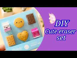 How To Make Eraser Set With Eraser Homemade Cute Eraser Set Diy Eraser Set Homemade Eraser Youtube In 2021 Cardboard Crafts Eraser Crafts