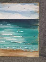 Pallet Wood Beach Red Wine Painting Pallet Ocean Wall Art By Thewhitebirchstudio Etsy Ocean Wall Art Wine Painting Painting On Pallet Wood