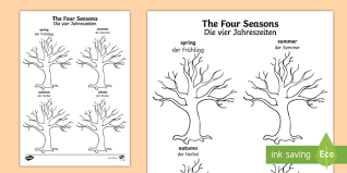 Hourly drawings begin at 4pm and continue until 9pm eastern. Four Seasons Tree Drawing Writing Template English German Eal German Four