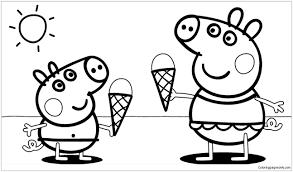 Find more peppa pig coloring page online pictures from our search. Peppa Pig With Ice Cream Coloring Pages Desserts Coloring Pages Coloring Pages For Kids And Adults