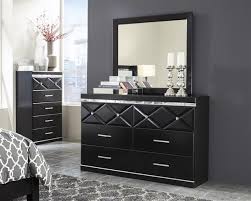 Fancee Contemporary Black Dresser And Mirror Bedroom Panel Furniture Black Bedroom Furniture