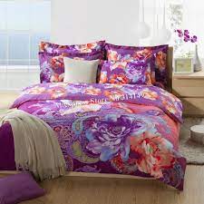 New Arrivals Bedlinens4pcs Queen King 100 Cotton Comforter Quilt Duvet Covers Bedding Sets Purpl Queen Size Comforter Sets Purple Comforter Bed Comforter Sets