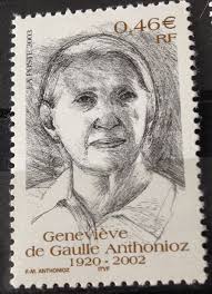 French Stamps Timbres Francais Genevieve De Gaulle Anthonioz Postage Stamps Small Art Male Sketch