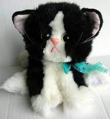 Vtg 9 Tyco Kitty Kitty Kittens Black White Plush Cat Toy Purr Sound Stuffed Pet Tyco
