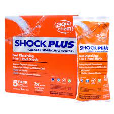 Featuresaqua chem shock xtra blue is the pool shock that gets you back in the pool. 4 In 1 Shock Plus 5 X 1 Lb Bags Pool Shock Splash Super Center