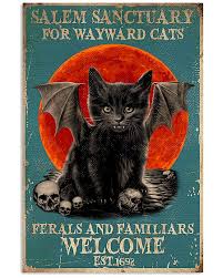 Salem Sanctuary For Wayward Cats Halloween Prints Black Cat Halloween Black Cat Art