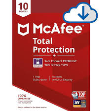 Mcafee Total Protection 10 Devices Safe Connect Prem Vpn 1 Yr Sub Dwnld Antivirus Protection Protection Mcafee