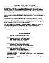 Over 125 Report Card Comments Freebie Report Card Comments Preschool Report Card Comments Remarks For Report Card