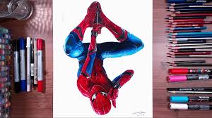 Draw a short vertical line coming down from each side of the jaw where it meets the. Spider Man Homecoming Speed Drawing Drawholic Youtube
