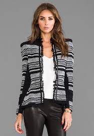 Rebecca Taylor Stripe Tweed Peplum Jacket W Leather Peplum Leather Jacket Revolve Clothing Peplum Jacket