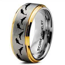 Dolphins Ring Dolphin Wedding Ring Dolphin Wedding Band Marine Life Ring Bottlenose Dolphins Ring Dolphin Pod Silver Tungsten Ring Silver Wedding Band Oc Silver Wedding Bands Dolphin Ring Silver Tungsten