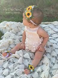 Summer Sunflower Headband And Barefoot Sandal Set Sunflower Crown Flower Crown Baby Shower Gift Sunflower Headband Valentines Bow Bare Foot Sandals