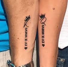 Matching Tattoos Wedding Date Husband And Wife Tattoo In 2021 Wife Tattoo Husband Tattoo Matching Couple Tattoos