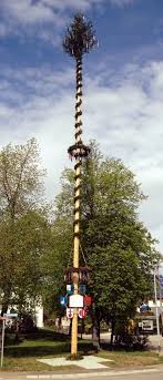 Maypole (garlanded pole put up for may day, e.g. Maibaum Madness Celebrating May Day In Germany 40 German