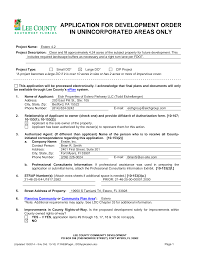 APPLICATION FOR DEVELOPMENT ORDER IN UNINCORPORATED AREAS ONLY