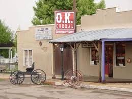 Fire insurance map of Tombstone in 1886. The OK Corral is bounded by 3rd  and 4th Streets and Fremont and Allen Streets. A driveway exited on Fremont  Street, where the gunfight took