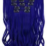 HSPJHTM Dark Blue Hair Extensions Wave Clip in Hair Extension for Women  Halloween 18" 5PCS Wavy Curly Natural Hair Extentions Thick Fluffy﹠Not  Tangled ...