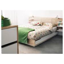 Mandal Bed Frame With Storage Birch White 140x202 Cm Ikea Bed Frame With Storage Bed Frame And Headboard Ikea Mandal Bed