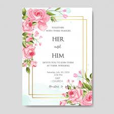 Beautiful Wedding Invitation Card Template With Floral Leaves In 2020 Wedding Invitation Card Template Wedding Invitation Cards Wedding Invitations