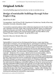 Ieee journal of oceanic engineering. Journal Of Building Appraisal Design Of Sustainable Buildings Through Value Engineering Green Building Sustainability