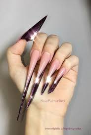 The tips are usually quite long, which allows you to trim and file first, file the sides of the nails to create a sharp point on the end. Long Pointed Nails Extra Long Nails Nail Art Long Nail Art Sharp Nails Long Nails Crazy Acrylic Nails Solid Color Nails