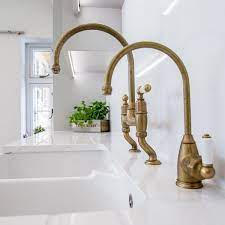 Perrin Rowe Ionian Mixer And Parthian Mini Instant Hot Tap In Aged Brass Brass Decor New Kitchen Designs Brass Tap