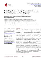 PDF) Disintegration of Group Representations