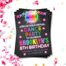 Birthday Party Invitations Online Virtual Birthday Party Invitation Dance Party Invitation Etsy In 2020 Dance Party Invitations Birthday Party Invitations Birthday Invitations