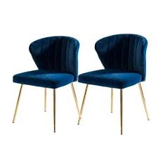 Upholstered , padded cushions keep visitors comfortable during meals, while details like nailhead trim and tapered legs draw the eye. Blue Dining Chairs Kitchen Dining Room Furniture The Home Depot