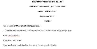 Pharmacy And Poisons Board Model Exam Level Two Paper 1 Muthurwa Com Pharmacy Exam This Or That Questions