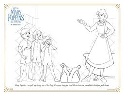 Young lady with mary poppins themed umbrella and bag. Mary Poppins Returns Coloring Pages And Activities