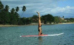 On Surfboard In Headstand Pose Yoga Pose Weekly Headstand Poses Standup Paddle Headstand Yoga