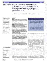 Select your preferable university where you want to get admission and contact. Pdf In Depth Examination Of Issues Surrounding The Reasons For Child Marriage In Kelantan Malaysia A Qualitative Study