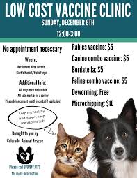 The clinic is founded by dr vanessa lin, who does chinese medicine therapy for pets too. Low Cost Vaccine Clinic Colorado Animal Rescue