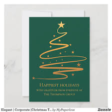 Elegant Corporate Christmas Tree Happy Holidays Holiday Card Zazzle Com Business Holiday Cards Holiday Design Card Business Christmas Cards