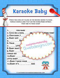 Karaoke Baby Baby Shower Game Dr Seuss Printable Seuss Baby Shower Fun Baby Shower Games Dr Seuss Baby Shower