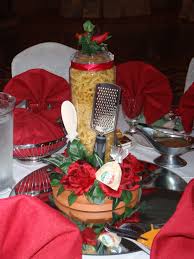 Do you have ideas for inexpensive decor/centerpieces? Pasta Centerpieces Italian Dinner Party Italian Themed Parties Italian Party Decorations