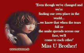 Share heart touching quotes with your bro to show him how much he is mean. Missing Brother Quotes Quotesgram