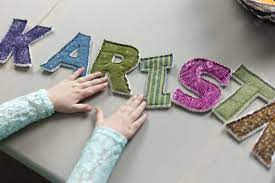 Beautiful fabric letters in 7 different fabrics. Make Your Own Fabric Alphabet Free Template