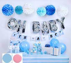 Baby Shower Decoration Kit For Boy Blue And Silver Baby Shower Oh Baby Baby Shower Simple Baby Shower Baby Shower Deco Baby Shower Decorations For Boys