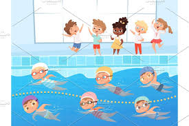 Swimming Competition Kids Water Swimmer Competition Cartoon Background