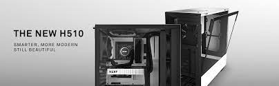 The hard drive racks are hidden, there are no optical drive bays, and the intake fans are tucked out of the way and the company's trademarked. Nzxt Ca H510b W1 Nzxt H510 Midi Tower White