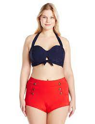 Unique Vintage Women S Plus Size High Waist Sailor Short Mrs Cooper Bikini Bottom Click Image To Review High Waist Sailor Shorts Plus Size Swimwear Bikinis