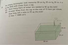 Solved 28 An Empty Rectangular Tank Measures 50 Cm By 30 Cm Chegg Com
